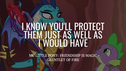 Size: 1920x1080 | Tagged: safe, edit, edited screencap, editor:quoterific, screencap, princess ember, spike, dragon, g4, gauntlet of fire, armor, bloodstone scepter, duo, female, male