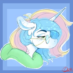 Size: 1500x1500 | Tagged: safe, artist:thelunarmoon, oc, oc only, pony, glasses, horn, sketch, solo