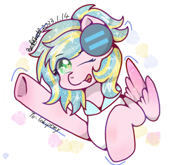 Size: 972x918 | Tagged: safe, artist:柯kedo-菱叶虹光, pegasus, pony, commission, one eye closed, solo