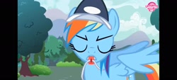 Size: 2400x1080 | Tagged: safe, screencap, rainbow dash, pegasus, pony, g4, may the best pet win, blowing whistle, coach rainbow dash, coaching cap, eyes closed, female, front view, gym teacher rainbow dash, mare, mouth hold, rainblow dash, rainbow dash is not amused, rainbow dashs coaching whistle, that pony sure does love whistles, unamused, watermark, whistle, whistle necklace, whistling