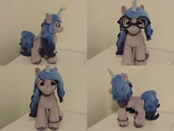 Size: 1597x1199 | Tagged: safe, artist:little-broy-peep, izzy moonbow, pony, unicorn, g5, ball, glasses, irl, izzy's tennis ball, photo, plushie, solo, tennis ball