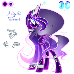 Size: 2048x2048 | Tagged: safe, artist:harmonyvitality-yt, oc, oc only, oc:night terror, alicorn, pony, alicorn oc, base used, choker, concave belly, ethereal mane, female, high res, horn, jewelry, mare, offspring, parent:king sombra, parent:princess luna, parents:lumbra, simple background, slender, thin, tiara, transparent background, wings