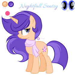 Size: 2048x2048 | Tagged: safe, artist:harmonyvitality-yt, oc, oc only, oc:nightfall sentry, pony, unicorn, base used, clothes, eyelashes, female, frown, high res, horn, mare, offspring, parent:flash sentry, parent:twilight sparkle, parents:flashlight, scarf, simple background, solo, transparent background, unicorn oc