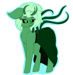Size: 695x710 | Tagged: safe, alternate version, artist:brybrychan, oc, oc only, monster pony, pony, black sclera, chest fluff, clothes, eyelashes, female, horns, mare, simple background, skirt, solo, tentacles, transparent background