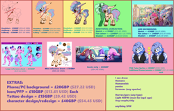 Size: 7500x4800 | Tagged: safe, artist:brybrychan, pinkie pie, oc, pony, anthro, g4, advertisement, anthro with ponies, commission info, reference sheet