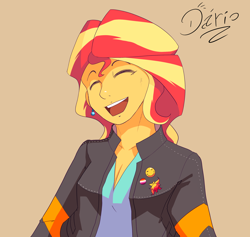 Size: 2636x2494 | Tagged: safe, artist:dariosparks, sunset shimmer, human, equestria girls, g4, high res, simple background, solo, tan background