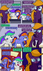 Size: 1920x3168 | Tagged: safe, artist:alexdti, oc, oc only, oc:bright comet, oc:purple creativity, oc:violet moonlight, pegasus, pony, unicorn, comic:quest for friendship, begging, bowl, bracelet, broom, brother and sister, cereal, clothes, colt, comic, dialogue, ears back, eyebrows, eyes closed, female, filly, foal, folded wings, food, glasses, high res, hooves, horn, jewelry, lidded eyes, looking at each other, looking at someone, male, mare, mother and child, mother and daughter, mother and son, narrowed eyes, open mouth, pegasus oc, pinpoint eyes, ponytail, raised eyebrow, raised hoof, siblings, speech bubble, twins, two toned mane, unicorn oc, wall of tags, wings