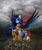 Size: 1767x2085 | Tagged: safe, artist:rozmed, oc, oc:tundra, pegasus, pony, armor, cloud, ear fluff, female, flanchard, helmet, hoof shoes, laurel wreath, long mane, mare, mountain, mountain range, nature, outdoors, overcast, pegasus oc, peytral, princess shoes, solo, spread wings, sternocleidomastoid, storm, stormcloud, wings