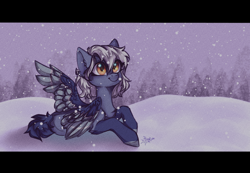 Size: 2200x1519 | Tagged: safe, artist:jsunlight, oc, oc only, pegasus, pony, forest, snow, snowfall, solo