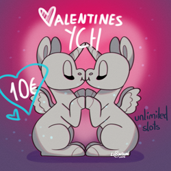 Size: 2000x2000 | Tagged: safe, artist:lionbun, any gender, any race, any species, cheap, chibi, commission, couple, cute, hearts and hooves day, high res, holiday, kissing, sale, valentine's day, your character here