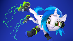 Size: 3840x2160 | Tagged: safe, artist:owlpirate, dj pon-3, vinyl scratch, pony, unicorn, g4, 3d, 4k, clothes, cosplay, costume, female, grin, high res, lucio, mare, overwatch, smiling, solo, source filmmaker