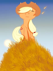 Size: 1668x2224 | Tagged: artist needed, source needed, safe, applejack, earth pony, pony, g4, eyes closed, solo