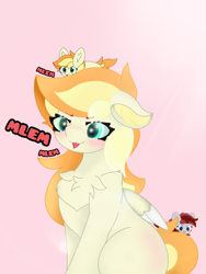 Size: 1080x1439 | Tagged: safe, artist:sodapop sprays, oc, oc only, oc:sodapop sprays, pegasus, pony, bricc, chest fluff, ear fluff, mlem, pegasus oc, silly, simple background, sitting, tongue out