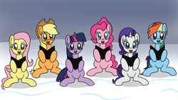 Size: 1920x1080 | Tagged: safe, artist:platinumdrop, applejack, fluttershy, pinkie pie, rainbow dash, rarity, twilight sparkle, g4, caroling, cute, mane six, request