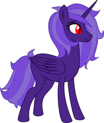 Size: 5216x6207 | Tagged: safe, artist:sapphie, oc, oc only, oc:clockwork, alicorn, pony, fallout equestria, .svg available, artificial alicorn, female, horn, mare, mutiecorn, ponybooru import, purple alicorn (fo:e), purple coat, purple mane, red eyes, simple background, solo, svg, transparent background, vector, wings