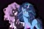 Size: 2479x1635 | Tagged: safe, artist:peachmichea, idw, misty brightdawn, violette rainbow, pony, unicorn, g5, spoiler:comic, spoiler:g5comic, spoiler:g5comic14, black background, chromatic aberration, concave belly, cornrows, dreadlocks, duo, duo female, female, freckles, frown, looking at each other, looking at someone, simple background, slender, smiling, thin, vitiligo