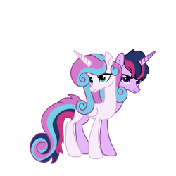 Size: 1978x1978 | Tagged: safe, princess flurry heart, oc, alicorn, pony, g4, concave belly, conjoined, conjoined twins, female, magical lesbian spawn, offspring, parent:princess cadance, parent:twilight sparkle, simple background, slender, smiling, smirk, smug, thin, transparent background
