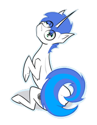 Size: 2975x3825 | Tagged: safe, artist:bumskuchen, oc, oc only, oc:shifting gear, pony, unicorn, derp, high res, multicolored tail, no mouth, simple background, sitting, solo, spine, tail, transparent background