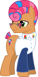 Size: 3000x6099 | Tagged: safe, artist:starryshineviolet, starstreak, earth pony, pony, g4, honest apple, absurd resolution, clothes, glasses, male, simple background, solo, stallion, transparent background, vector