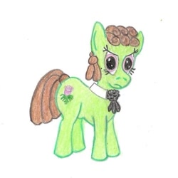 Size: 625x625 | Tagged: safe, artist:opti, oc, oc only, oc:broadside barb, earth pony, pony, frown, simple background, solo, traditional art, white background
