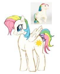Size: 749x922 | Tagged: safe, artist:saddleup4love, starshine, pegasus, pony, g1, blue eyes, bow, female, irl, mare, photo, simple background, smiling, solo, tail, tail bow, toy, white background, wings