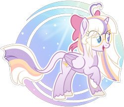 Size: 2112x1816 | Tagged: safe, artist:pastelnightyt, oc, oc only, oc:twilight dawn, alicorn, pony, bow, colored wings, female, glasses, hair bow, mare, simple background, solo, transparent background, two toned wings, wings