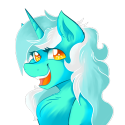 Size: 2000x2000 | Tagged: safe, artist:dankpegasista, lyra heartstrings, pony, unicorn, g4, background pony, big smile, bust, chest fluff, colored, digital art, eyelashes, female, heart, heart eyes, high res, highlights, lineart, long mane, looking at you, mare, orange eyes, png, portrait, shading, simple background, solo, teeth, transparent background, wingding eyes
