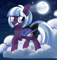 Size: 2381x2508 | Tagged: safe, artist:spookyle, oc, oc only, oc:moonlit mist, bat pony, pony, bat pony oc, bow, cloud, female, high res, mare, solo, tail, tail bow