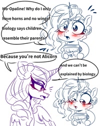 Size: 1080x1350 | Tagged: safe, artist:jully-park, misty brightdawn, opaline arcana, alicorn, pony, unicorn, g5, ask, comic, doodle, duo, duo female, female, filly, filly misty brightdawn, foal, mama opaline, mare, younger