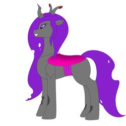 Size: 1000x1000 | Tagged: safe, artist:saint boniface, oc, oc only, changeling, changeling oc, changeling princess, concave belly, female, mare, purple changeling, simple background, solo, white background