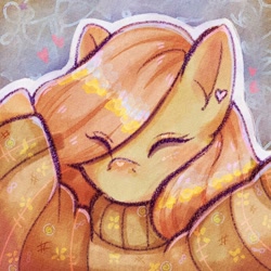Size: 1280x1280 | Tagged: safe, artist:littlexdemon, fluttershy, pegasus, pony, g4, clothes, cute, ear piercing, earring, eye clipping through hair, eyes closed, jewelry, piercing, shyabetes, solo, sweater, sweatershy, turtleneck