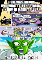 Size: 500x718 | Tagged: safe, artist:andy price, edit, idw, spike, g4, dragon ball, dragon ball super, gigachad spike, meme, older, older spike, piccolo (dragon ball)