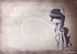 Size: 2300x1600 | Tagged: safe, artist:zeffdakilla, octavia melody, earth pony, pony, g4, abstract background, looking at you, paper background, raised hoof, solo, standing