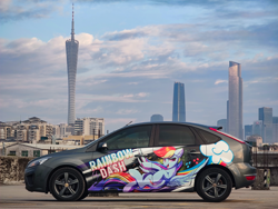 Size: 4000x3000 | Tagged: safe, artist:ask-colorsound, photographer:rsauce, rainbow dash, pegasus, pony, g4, backwards cutie mark, car, china, female, ford, ford focus, guangzhou, high res, irl, mare, photo, ponies in real life