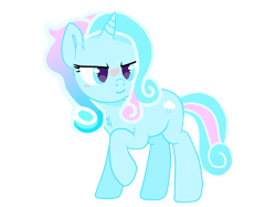 Size: 1890x1417 | Tagged: safe, oc, oc only, oc:snowrainbow, pony, unicorn, 2023 community collab, derpibooru community collaboration, blushing, chest fluff, horn, raised hoof, simple background, solo, transparent background, unicorn oc