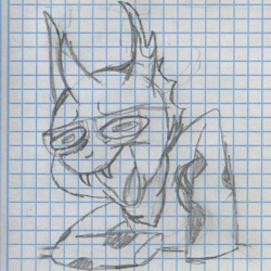 Size: 564x564 | Tagged: safe, artist:alejandrogmj, artist:wasisi, oc, oc only, oc:wasisi, changeling, base used, changeling oc, glasses, graph paper, meme, sketch, solo, traditional art, wheeze