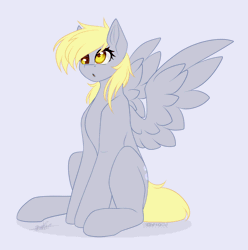 Size: 1916x1928 | Tagged: safe, artist:sparkie45, derpy hooves, pegasus, pony, g4, :o, animated, blinking, gray background, open mouth, simple background, sitting, solo, spread wings, wings