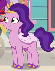 Size: 974x1255 | Tagged: safe, screencap, pipp petals, pegasus, pony, a day in the life, g5, my little pony: tell your tale, spoiler:g5, spoiler:my little pony: tell your tale, spoiler:tyts01e41, adorapipp, confused, cropped, cute, female, hoof polish, smoothie, solo