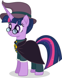 Size: 7000x8763 | Tagged: safe, artist:cirillaq, twilight sparkle, pony, g4, cloak, clothes, glasses, hat, simple background, solo, transparent background, witch hat