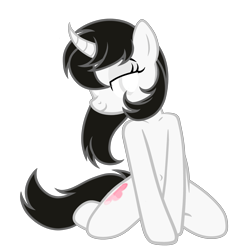 Size: 4171x4307 | Tagged: safe, artist:equestria secret guard, oc, oc only, oc:taoyvfei, unicorn, semi-anthro, bedroom eyes, belly button, collarbone, female, horn, human shoulders, kneeling, looking at you, mare, sexy, shoulder, simple background, solo, transparent background, unicorn oc, vector