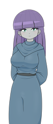 Size: 1246x2879 | Tagged: safe, artist:batipin, part of a set, maud pie, human, equestria girls, g4, breasts, busty maud pie, female, hands behind back, simple background, solo, transparent background