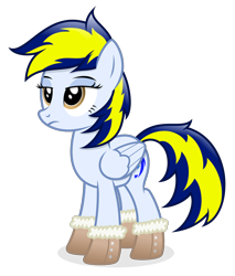 Size: 1110x1304 | Tagged: safe, artist:devfield, oc, oc only, oc:huracata, pegasus, pony, g4, boots, clothes, female, folded wings, mare, pegasus oc, shading, shadow, shoes, simple background, solo, tail, transparent background, two toned mane, two toned tail, unamused, wings