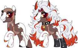 Size: 4171x2581 | Tagged: safe, artist:kurosawakuro, pony, arataki itto (genshin impact), clothes, collar, genshin impact, gritted teeth, male, ponified, shoes, simple background, spiked collar, stallion, teeth, transparent background