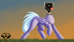 Size: 7680x4320 | Tagged: safe, artist:tsaritsaluna, cloudchaser, pegasus, pony, g4, camera, female, looking at you, mare, not salmon, object head, security camera, solo, wat