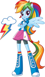 Size: 1826x3149 | Tagged: safe, rainbow dash, human, equestria girls, g4, official, .svg available, crossed arms, cutie mark, equestria girls prototype, eyebrows, female, high res, looking at you, ponied up, rainbow dash's cutie mark, simple background, smiling, smiling at you, solo, spread wings, stock vector, svg, transparent background, vector, wings