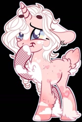 Size: 959x1425 | Tagged: safe, artist:kreedie, oc, oc only, pony, unicorn, base used, black background, chest fluff, ear piercing, earring, female, fishnet stockings, horn, jewelry, laughing, mare, piercing, raised hoof, simple background, smiling, solo, unicorn oc