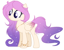 Size: 1024x798 | Tagged: safe, artist:existencecosmos188, oc, oc only, pegasus, pony, g4, ethereal mane, eyelashes, female, jewelry, magical lesbian spawn, mare, necklace, offspring, parent:fluttershy, parent:princess celestia, parents:flutterlestia, pegasus oc, simple background, solo, starry mane, transparent background, wings