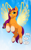 Size: 1250x2000 | Tagged: safe, alternate version, artist:runningtoaster, sunny starscout, alicorn, pony, g5, 20% cooler, 2022, artificial horn, artificial wings, augmented, coat markings, colored, dialogue, female, flying, horn, magic, magic horn, magic wings, mane stripe sunny, mare, offscreen character, old art, open mouth, open smile, rearing, sky background, smiling, socks (coat markings), solo, spread wings, unshorn fetlocks, wings