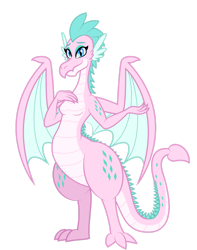 Size: 1280x1625 | Tagged: safe, artist:aleximusprime, oc, oc only, oc:queen chara, dragon, fanfic:go north young dragon, flurry heart's story, breasts, dragon oc, dragoness, female, hand on chest, lizard breasts, non-pony oc, simple background, solo, spike's mother, spikes, spread wings, transparent background, wide hips, wings