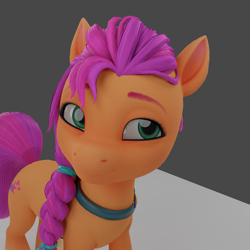 Size: 1920x1920 | Tagged: safe, sunny starscout, earth pony, pony, g5, 3d, blender, cute, gray background, happy, simple background, solo